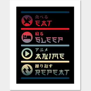 EAT SLEEP ANIME REPEAT Posters and Art